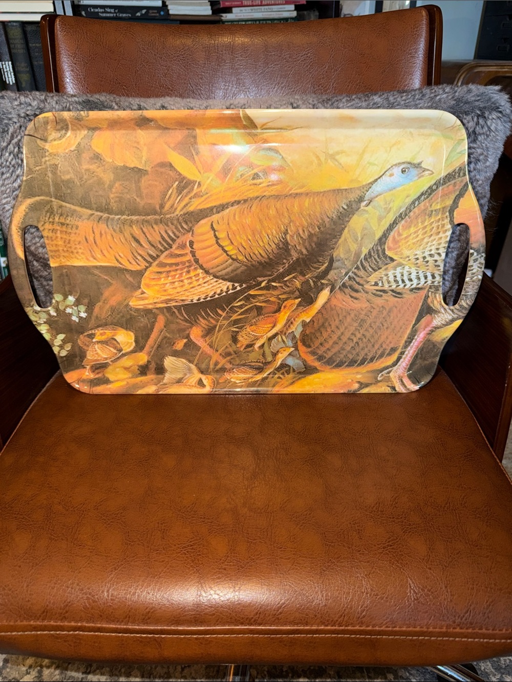 Ashland Autumn Turkey Serving Tray in Brown and Orange Tones